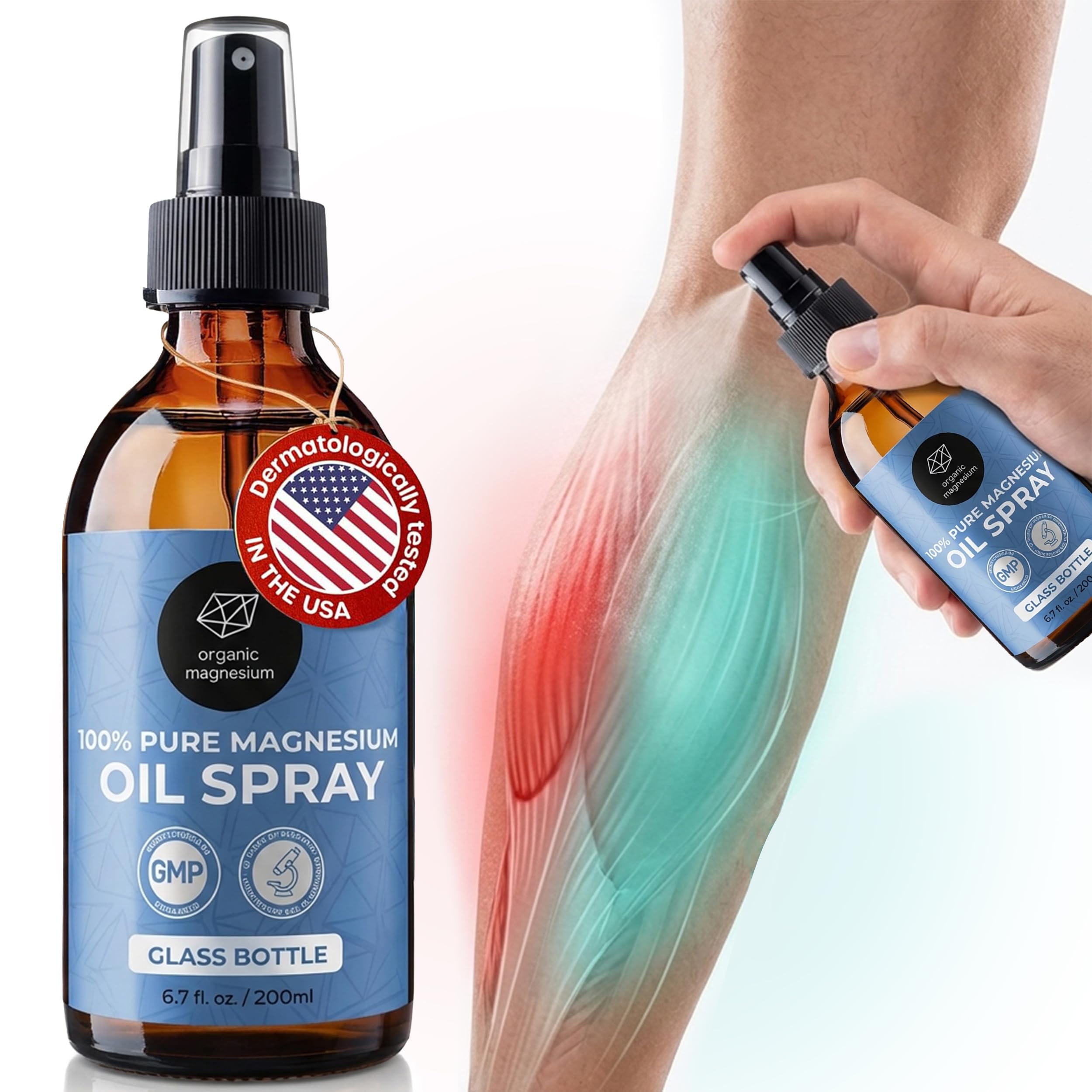 Organic Magnesium botella frontal mostrando el envase y beneficio duradero