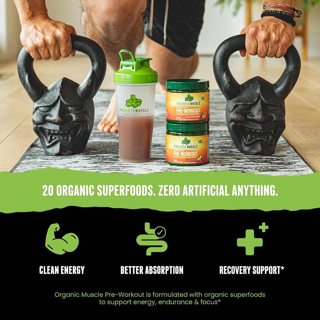 Organic Muscle detalle de la etiqueta con lista de ingredientes orgánicos