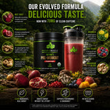 Organic Muscle polvo en primer plano mostrando textura fina y fácil mezcla