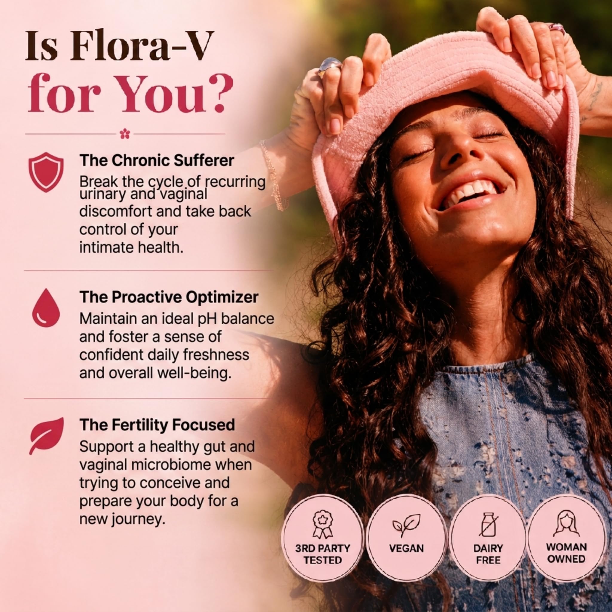 Organic Olivia Flora-V junto a regla para comparar tamaño real
