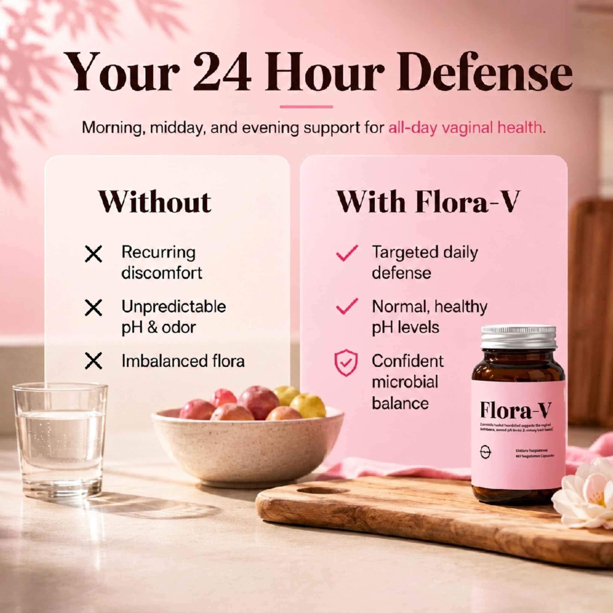 Organic Olivia Flora-V etiqueta con lista de ingredientes clara