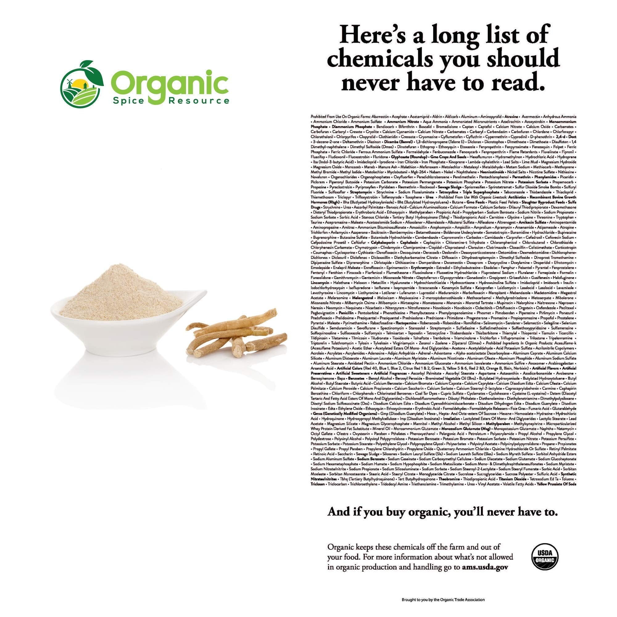 Organic Spice Resource etiqueta con certificaciones USDA Organic y Non‑GMO visible
