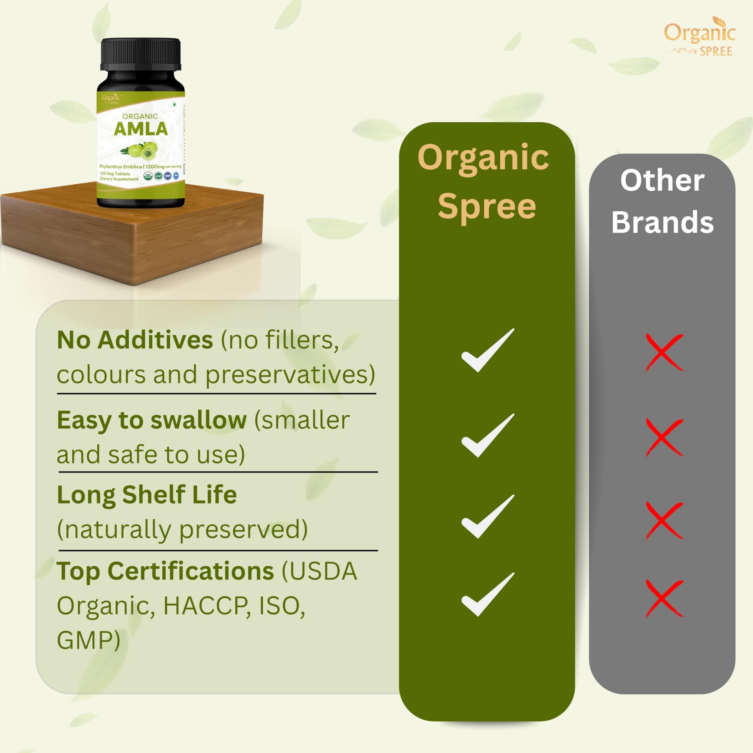 Comprimidos ORGANIC SPREE Amla en la mano, muestra la dosificación y conveniencia diaria