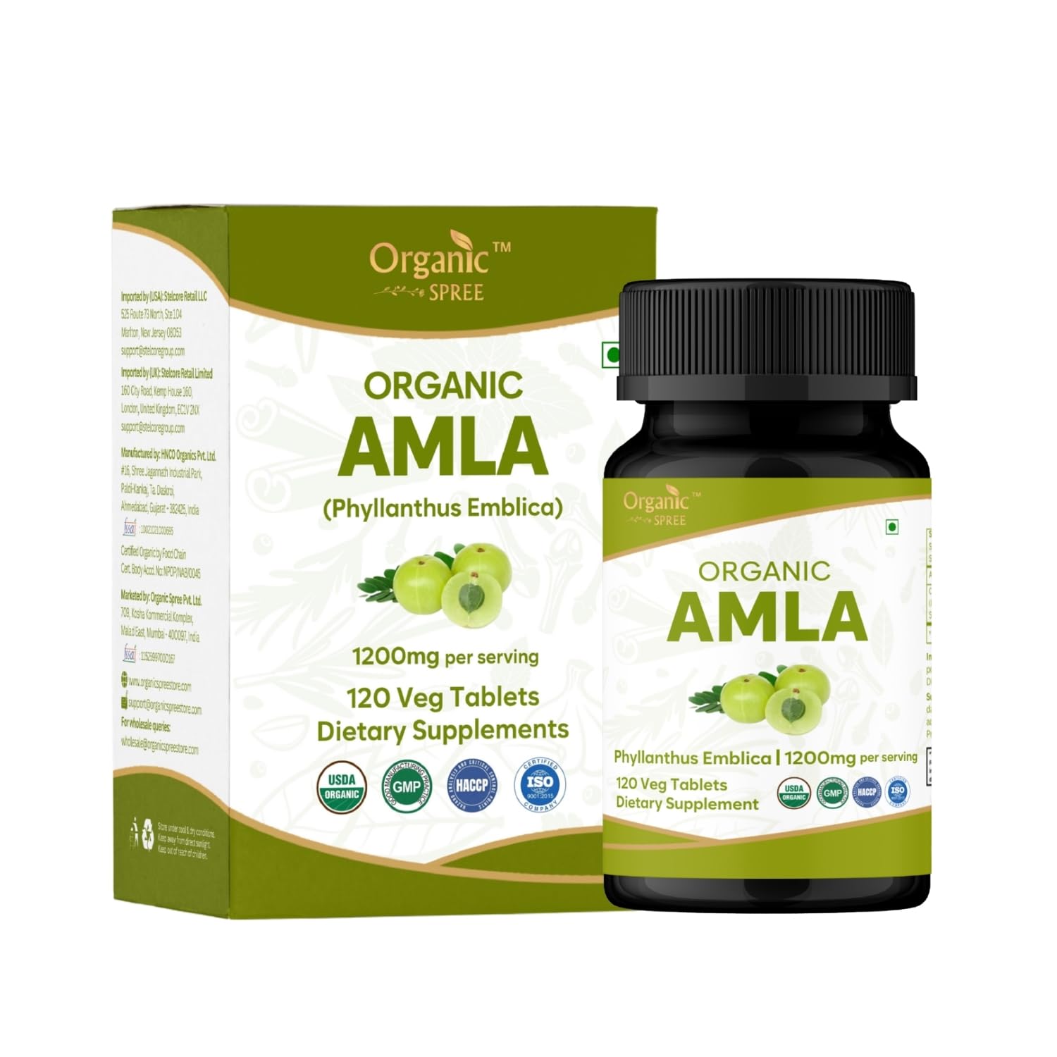 ORGANIC SPREE frasco frontal mostrando tabletas y etiqueta clara
