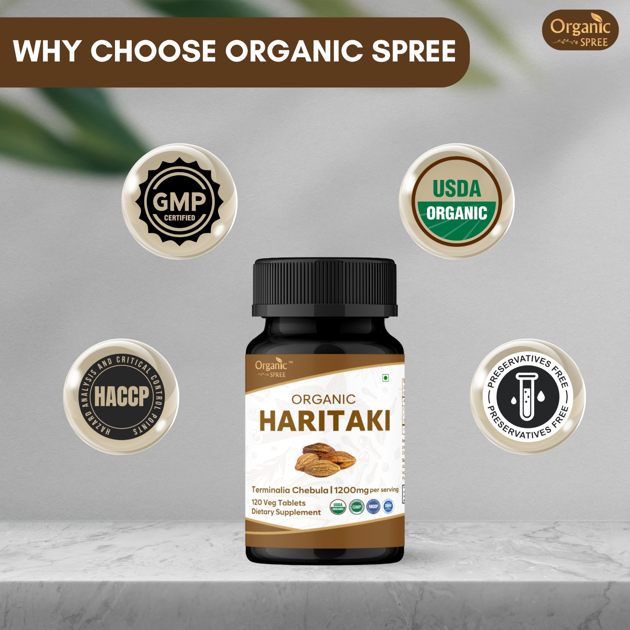 ORGANIC SPREE etiqueta con información nutricional y garantías GMP visibles