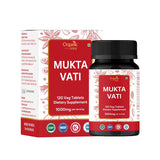 ORGANIC SPREE frasco Mukta Vati frente mostrando etiqueta clara y confianza