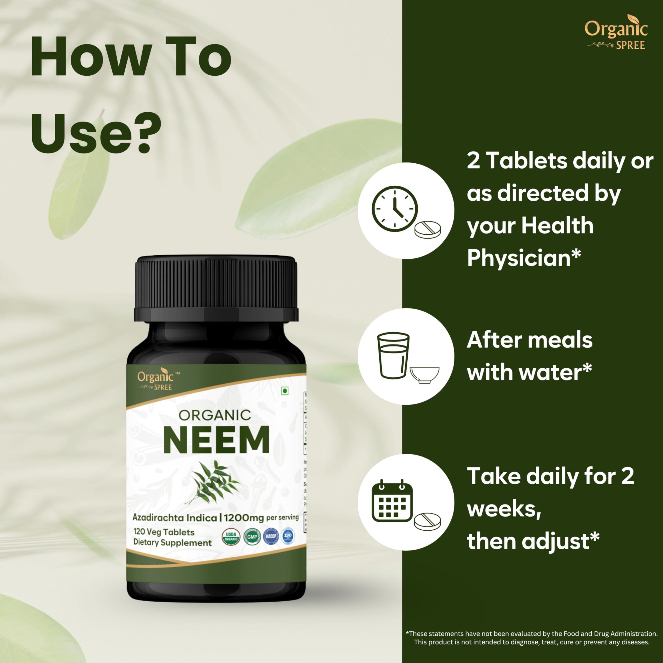 ORGANIC SPREE acercamiento a tabletas de Neem mostrando textura y pureza