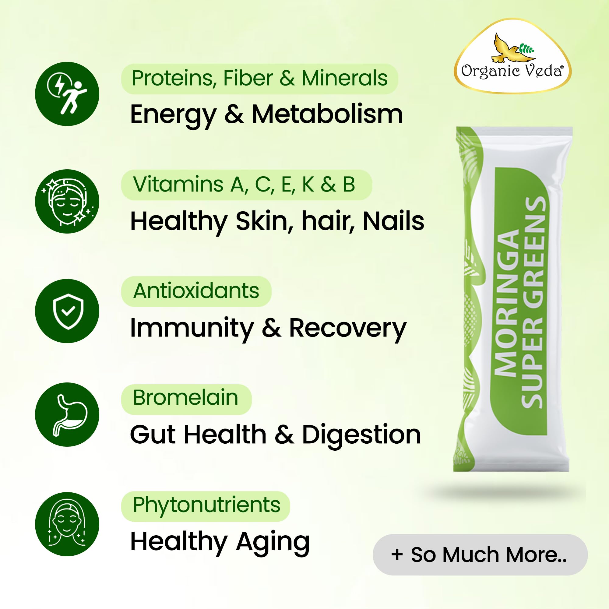 Organic Veda etiqueta con ingredientes naturales y concentrados