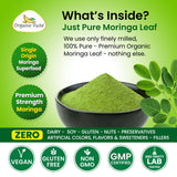 Organic Veda textura fina del polvo mostrando pureza y fácil mezcla
