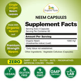 Detalle de cápsulas de neem Organic Veda resaltando textura pura