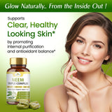Organic Veda flor de neem en detalle que sugiere equilibrio
