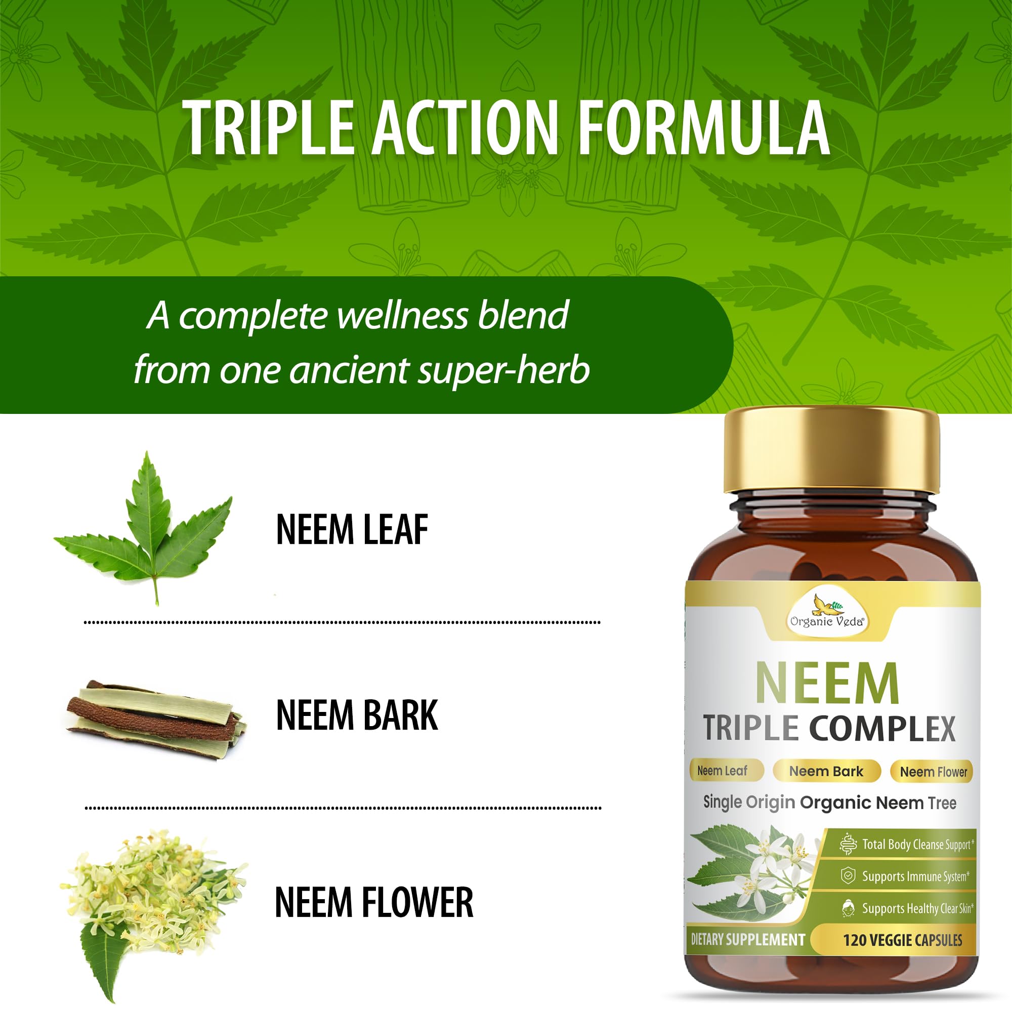 Organic Veda textura del polvo de neem mostrando pureza