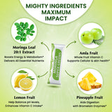 Organic Veda textura del polvo moringa amla mostrando pureza