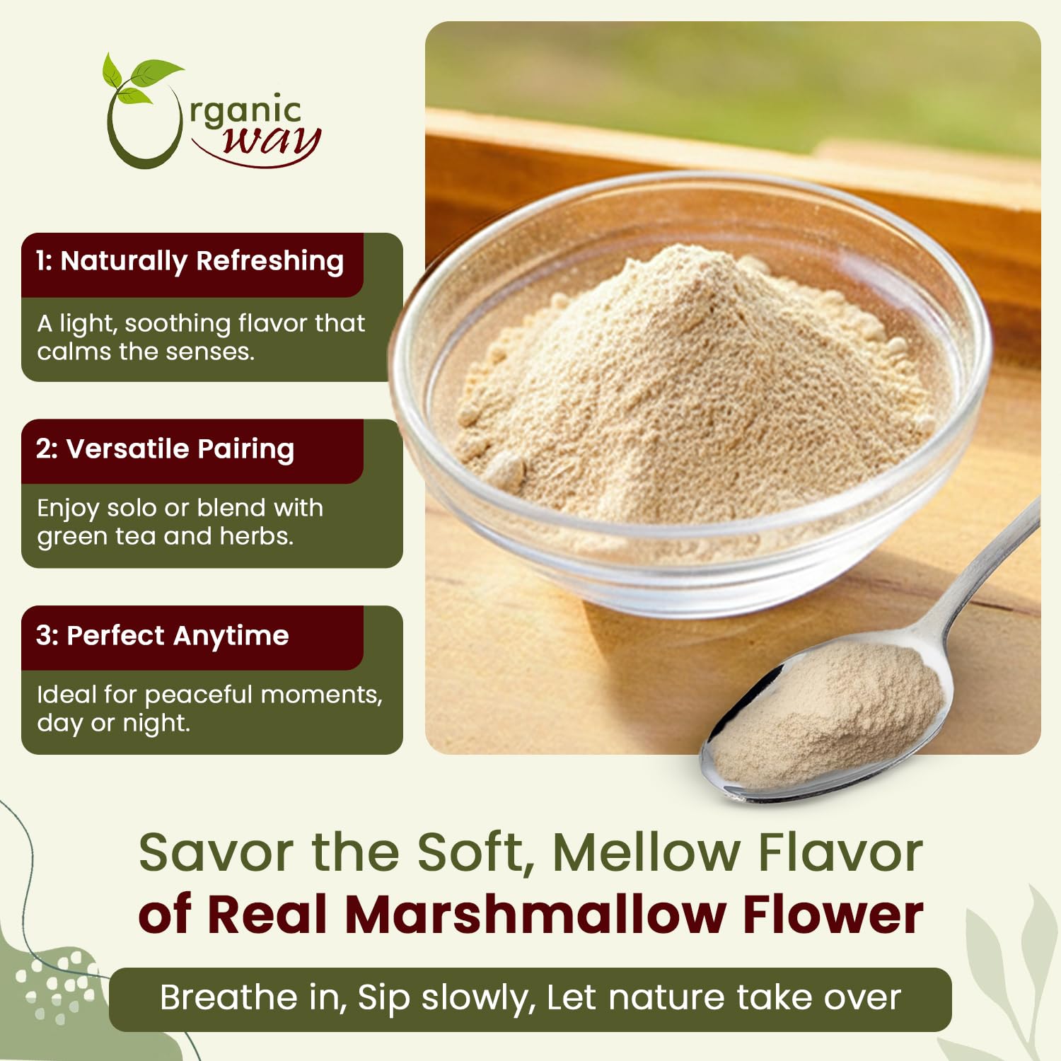 Organic Way taza con infusión caliente, sabor suave y reconfortante