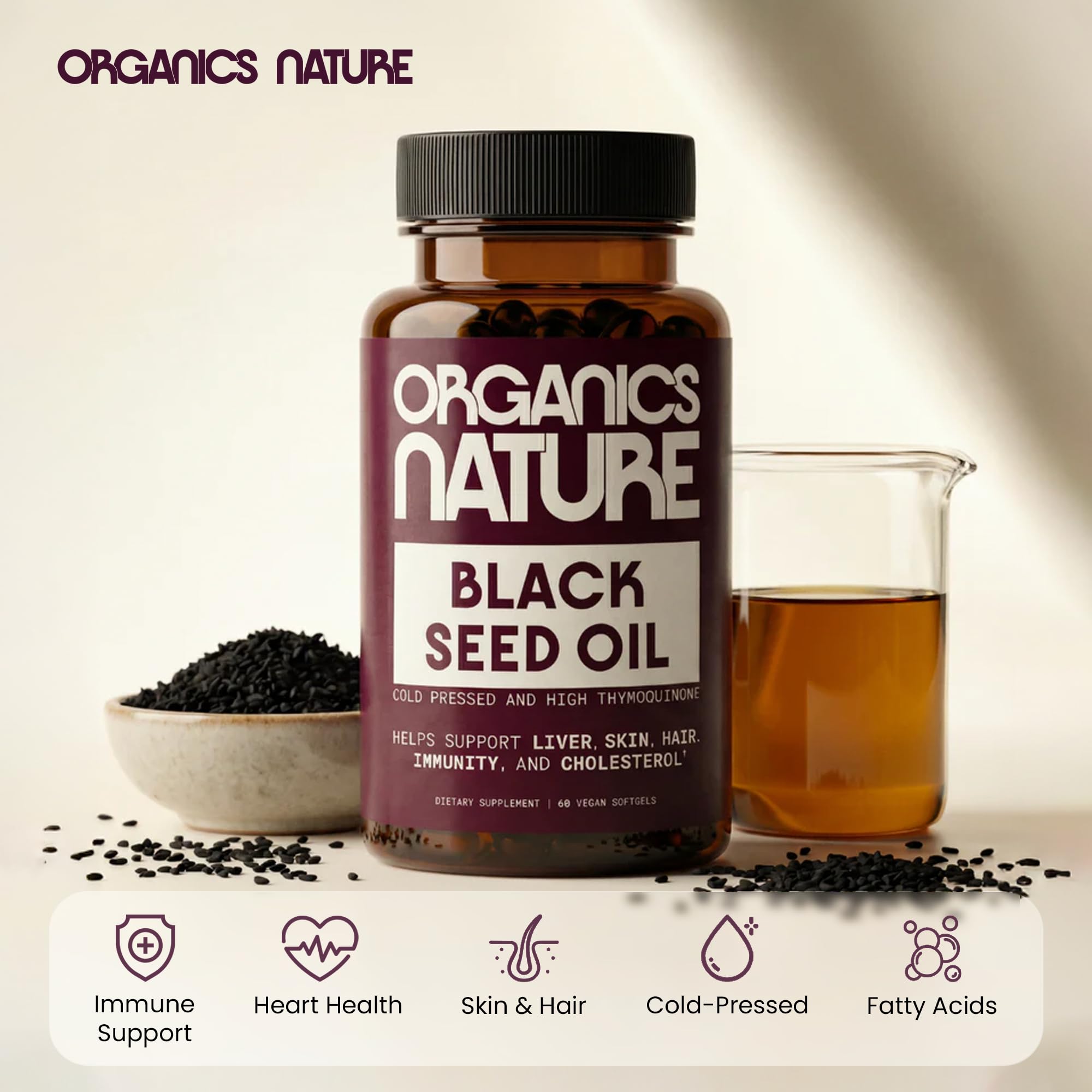 ORGANICS NATURE comparación de tamaño con moneda para referencia de escala