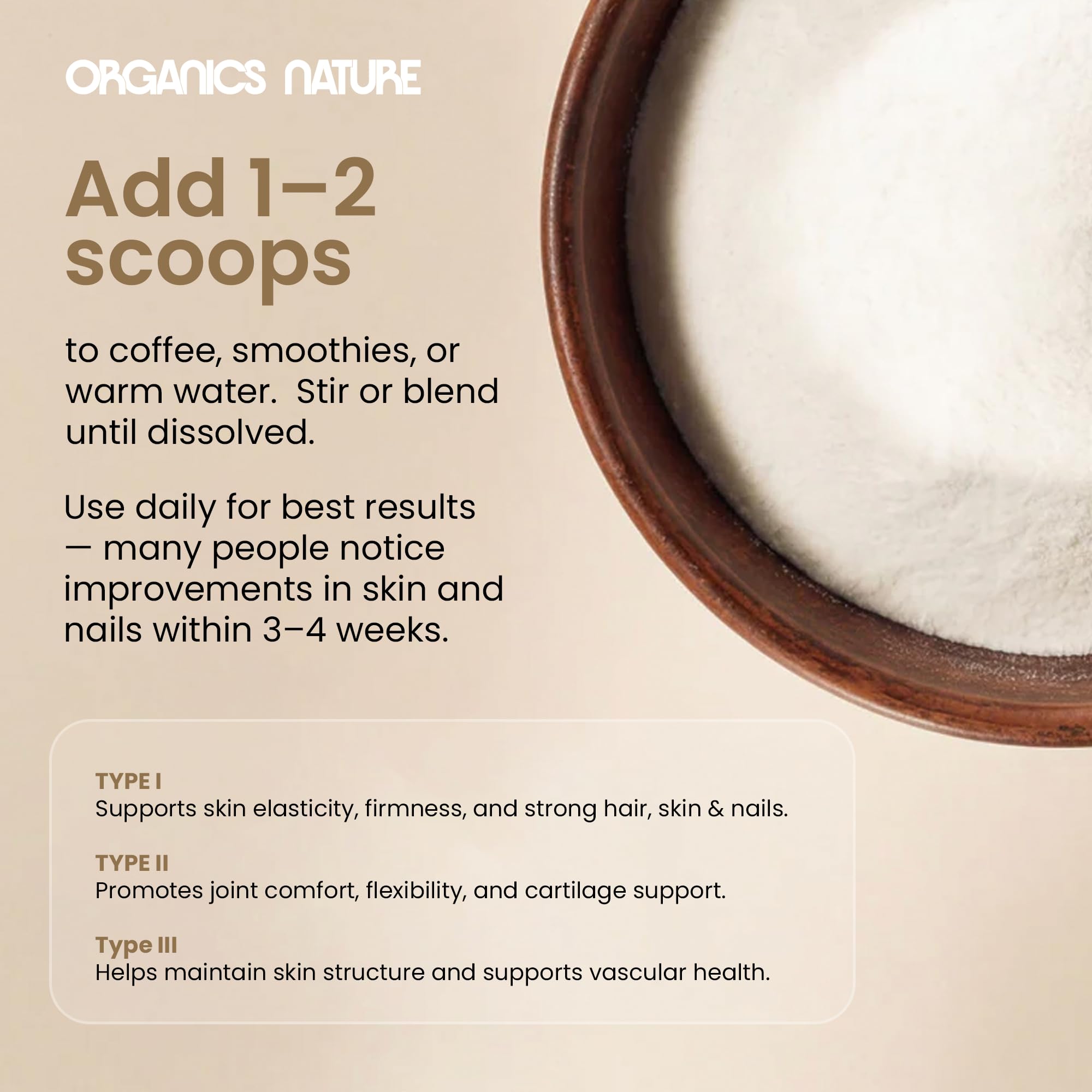 ORGANICS NATURE cuchara medidora con polvo, dosis precisa por porción
