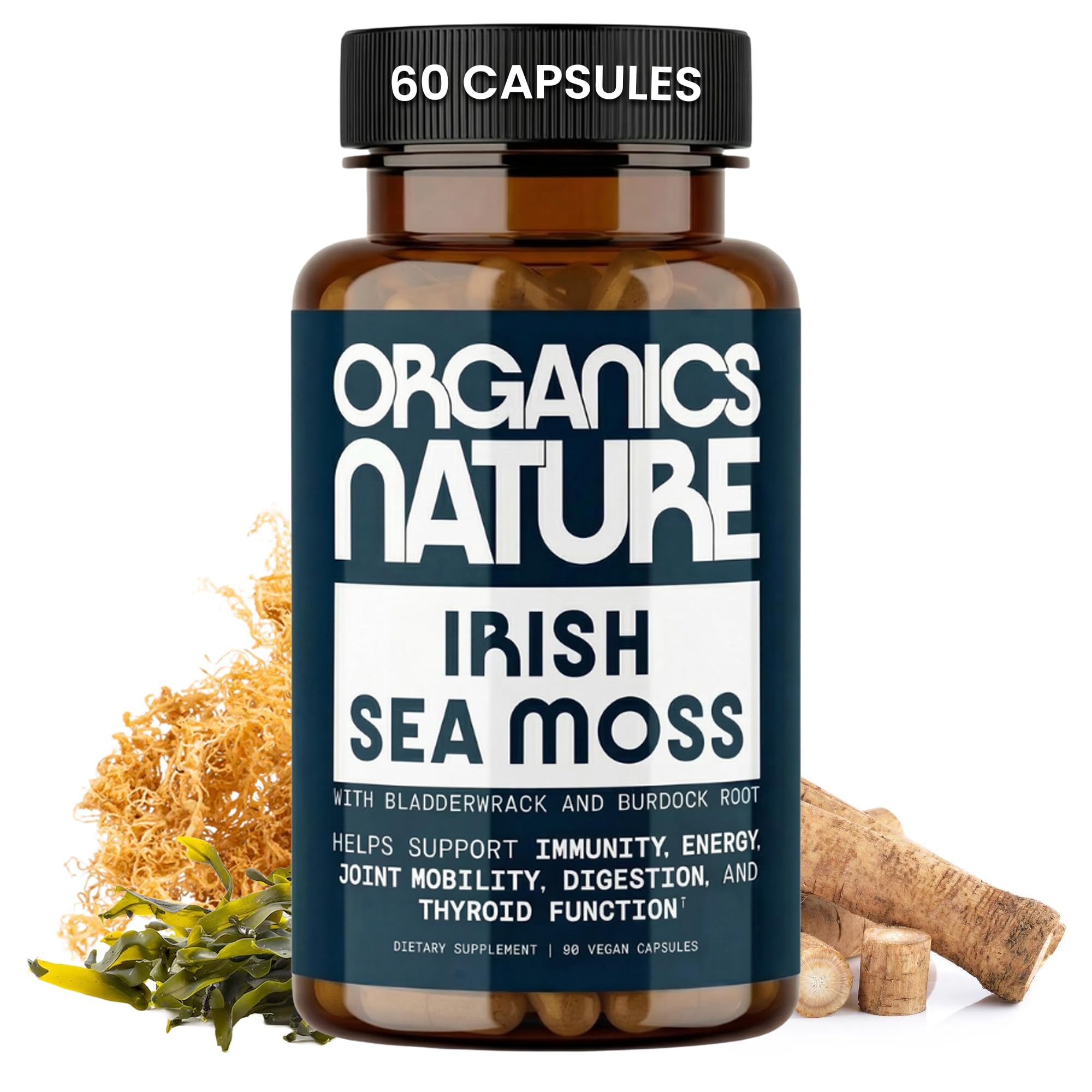 ORGANICS NATURE envase frontal mostrando 90 cápsulas y beneficios