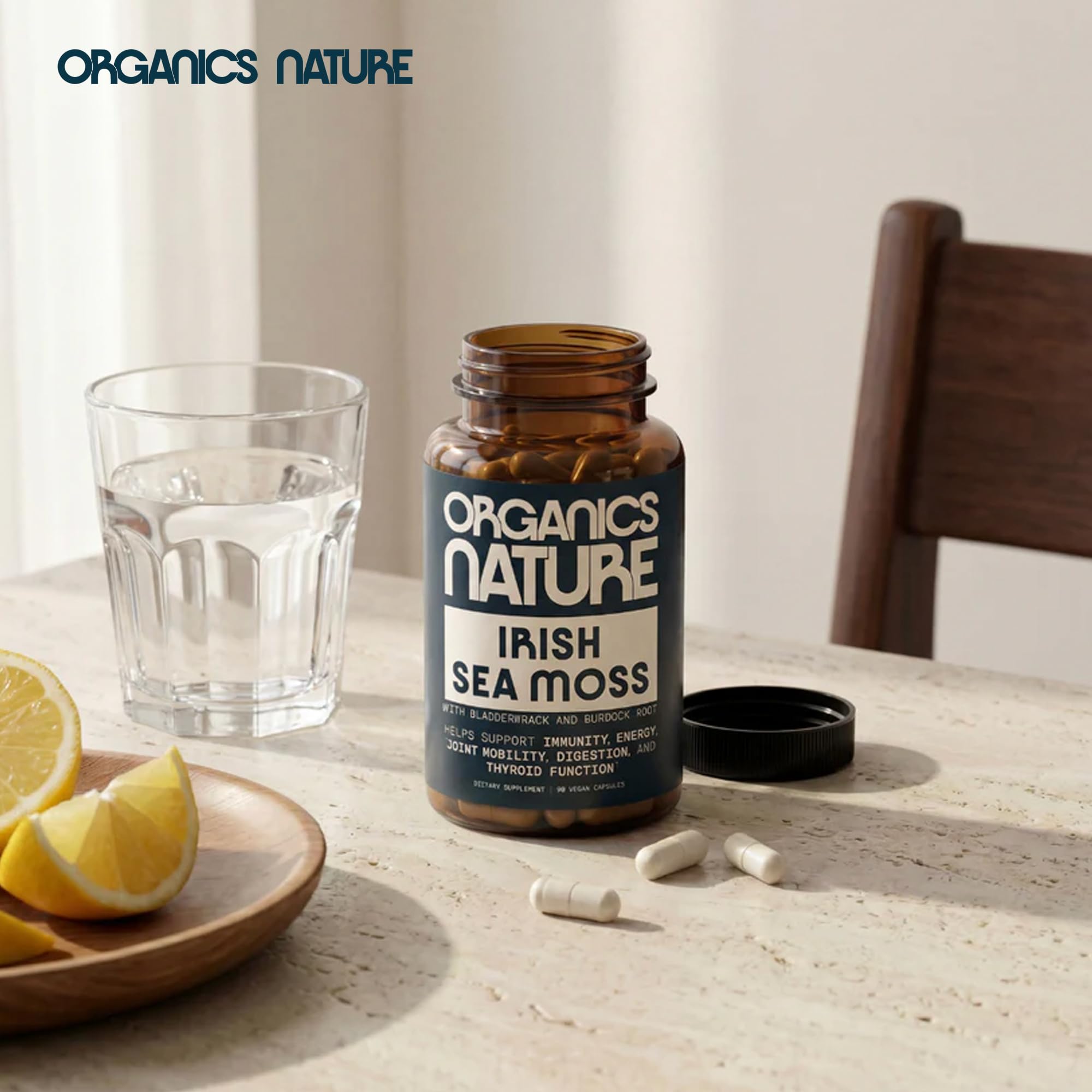 ORGANICS NATURE cápsulas en una rutina matinal mostrando conveniencia