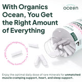 Organics Ocean frasco abierto con cápsulas para presentación y uso práctico