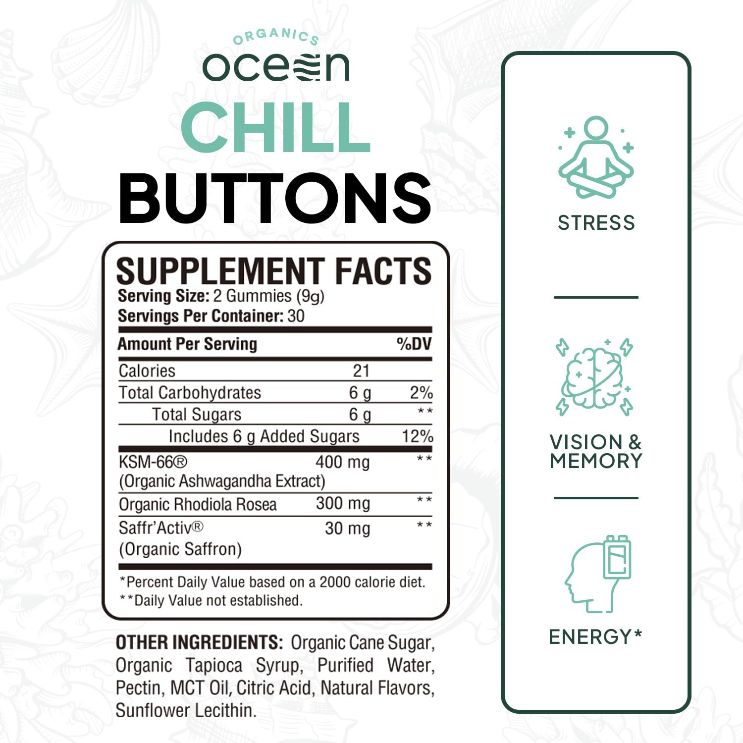 Organics Ocean gomita en mano destacando la conveniencia y formato