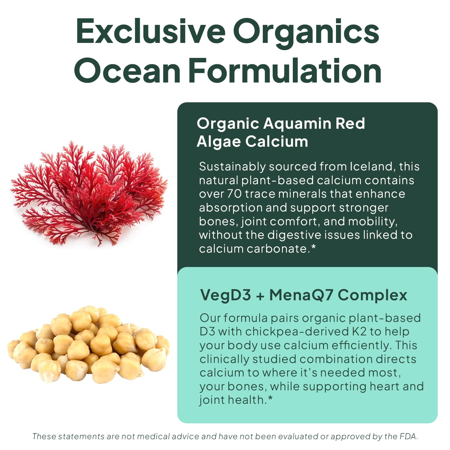 Organics Ocean etiqueta con ingredientes y certificaciones visibles