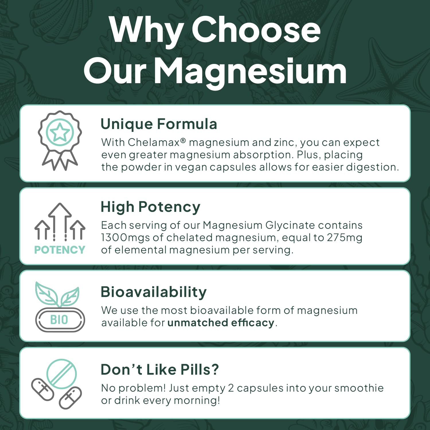Organics Ocean etiqueta nutricional destacando concentración de magnesio