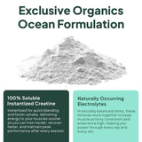 Organics Ocean etiqueta nutricional de Krealyte Fusion con información de creatina y electrolitos