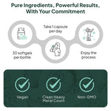 Organics Ocean softgel junto a un plato con alimentos para mejor absorción