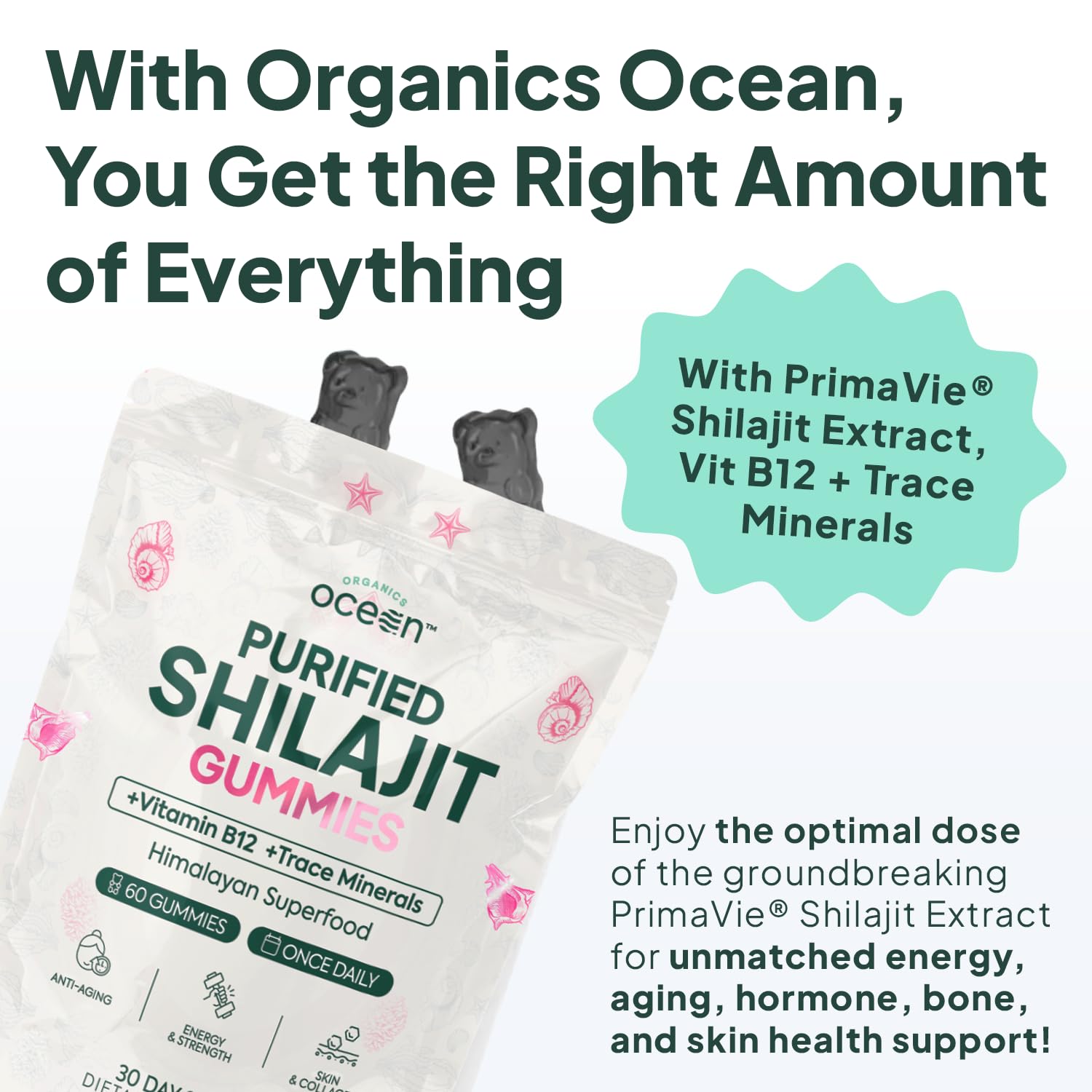 Organics Ocean, cerrar textura de la gomita para ver calidad y pureza