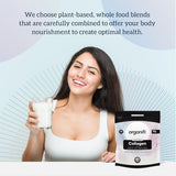 Batido preparado con Organifi Collagen en un entorno de desayuno saludable