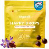 Organifi envase frontal mostrando gominolas y beneficio de bienestar