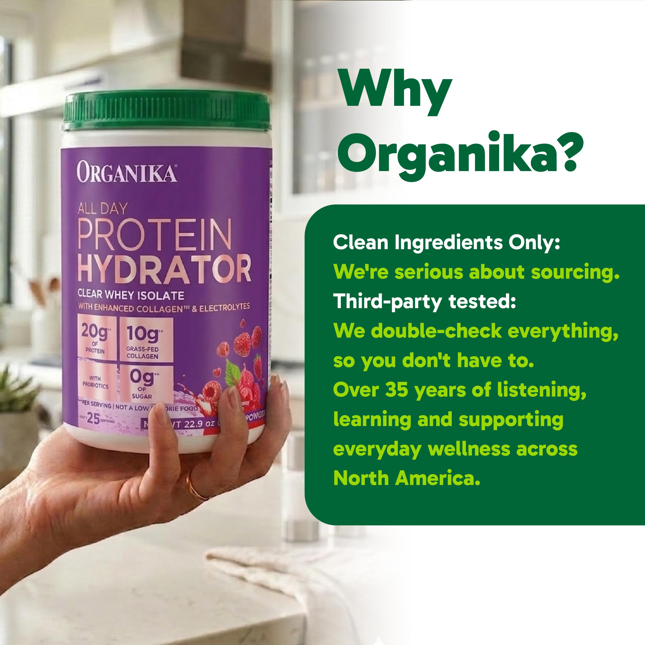 Organika en ambientación de cocina enfatizando conveniencia diaria y sabor