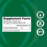 Organika creatine cucharada con 5 g por servicio, dosificación clara y práctica