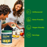 Organika creatine mezclado en batido, apoyo a entrenamiento y recuperación