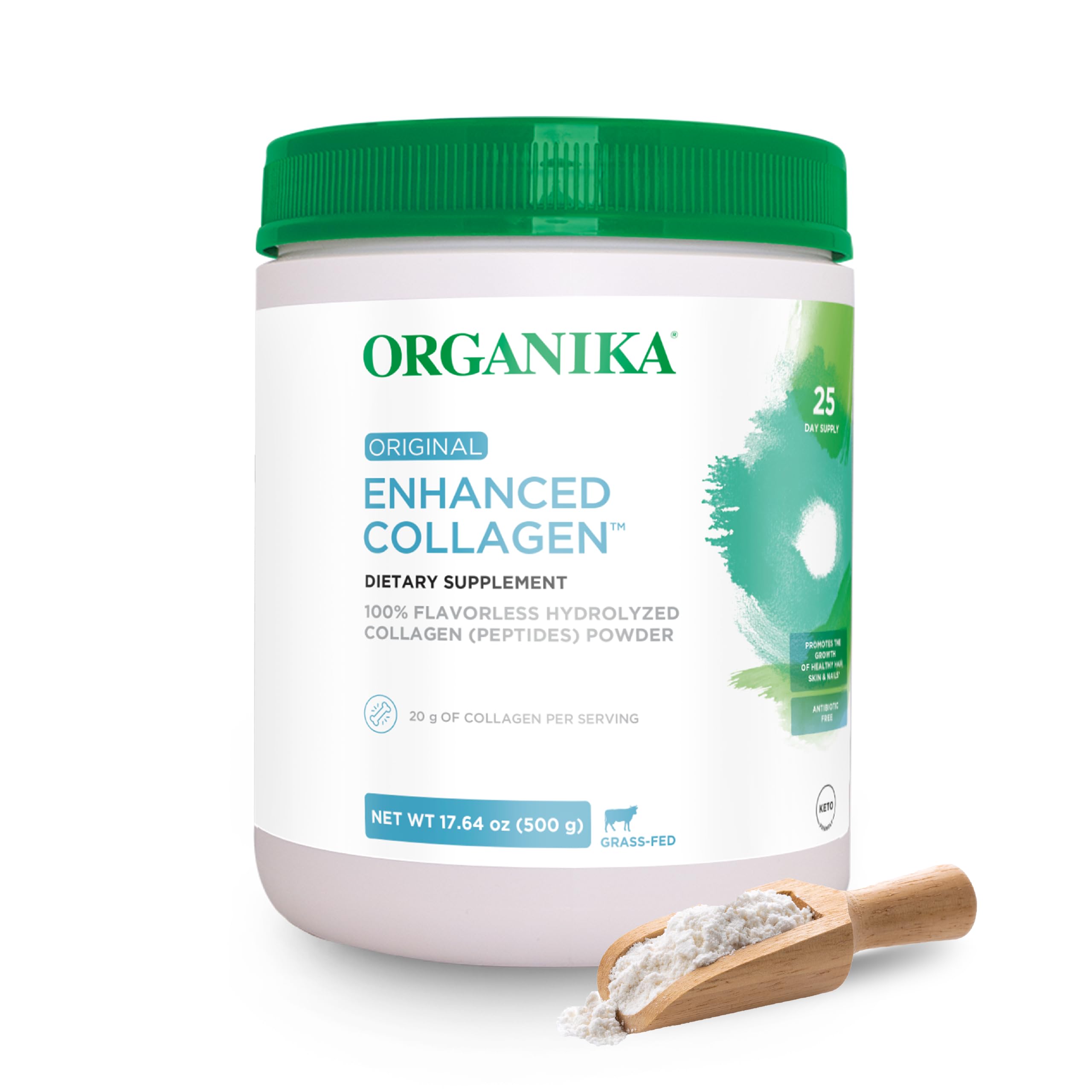 Organika frente del envase mostrando el embalaje y beneficios para mezcla fácil