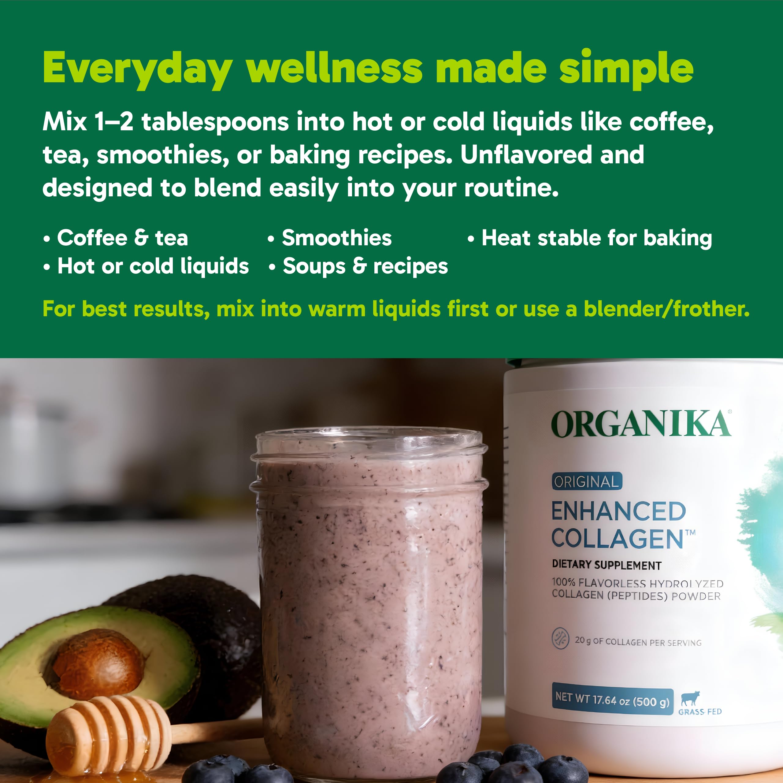 Organika estilo de vida bote en mesa junto a frutas y utensilios saludables