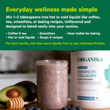 Organika estilo de vida bote en mesa junto a frutas y utensilios saludables