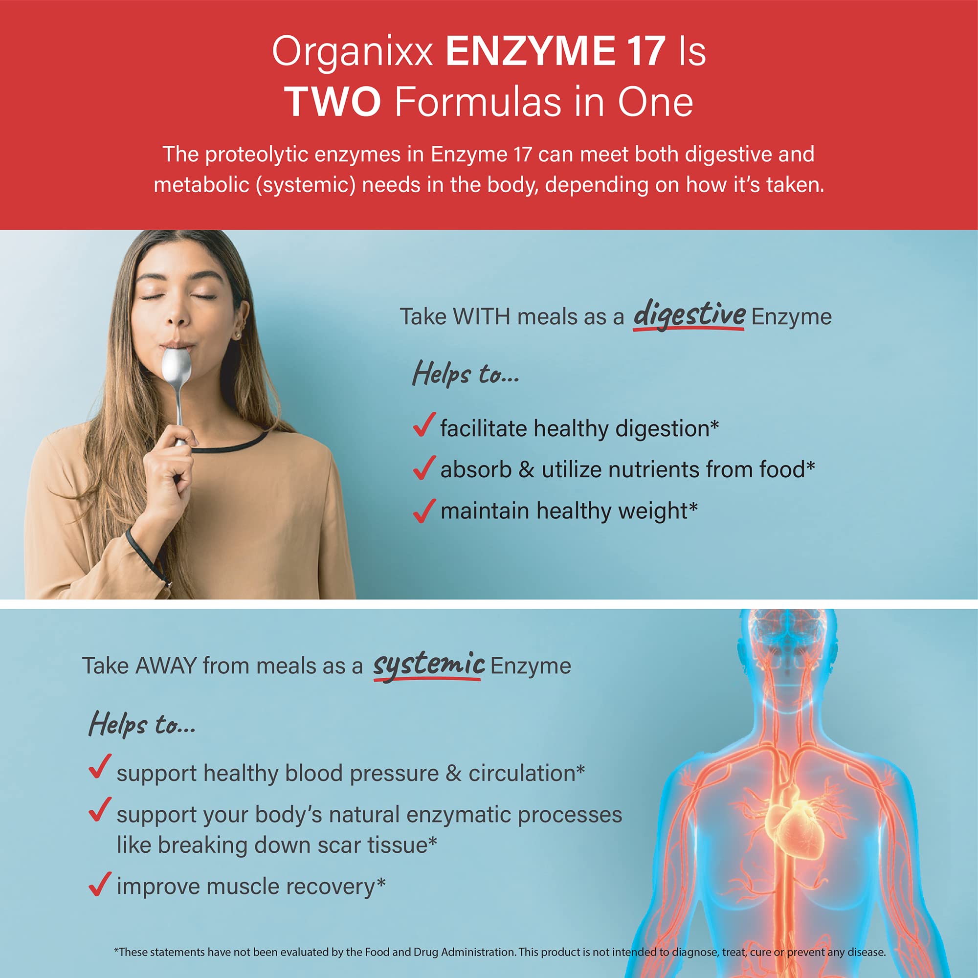 Organixx Enzyme 17 etiqueta nutricional mostrando ingredientes puros