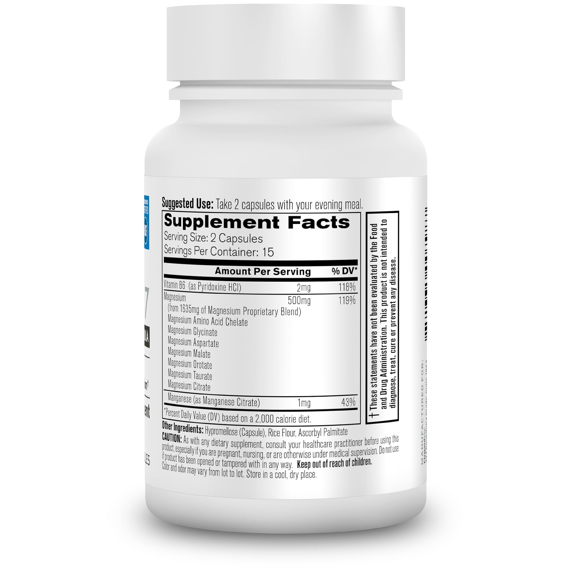 Etiqueta de Organixx Magnesium 7 enfocada en ingredientes y beneficios claros