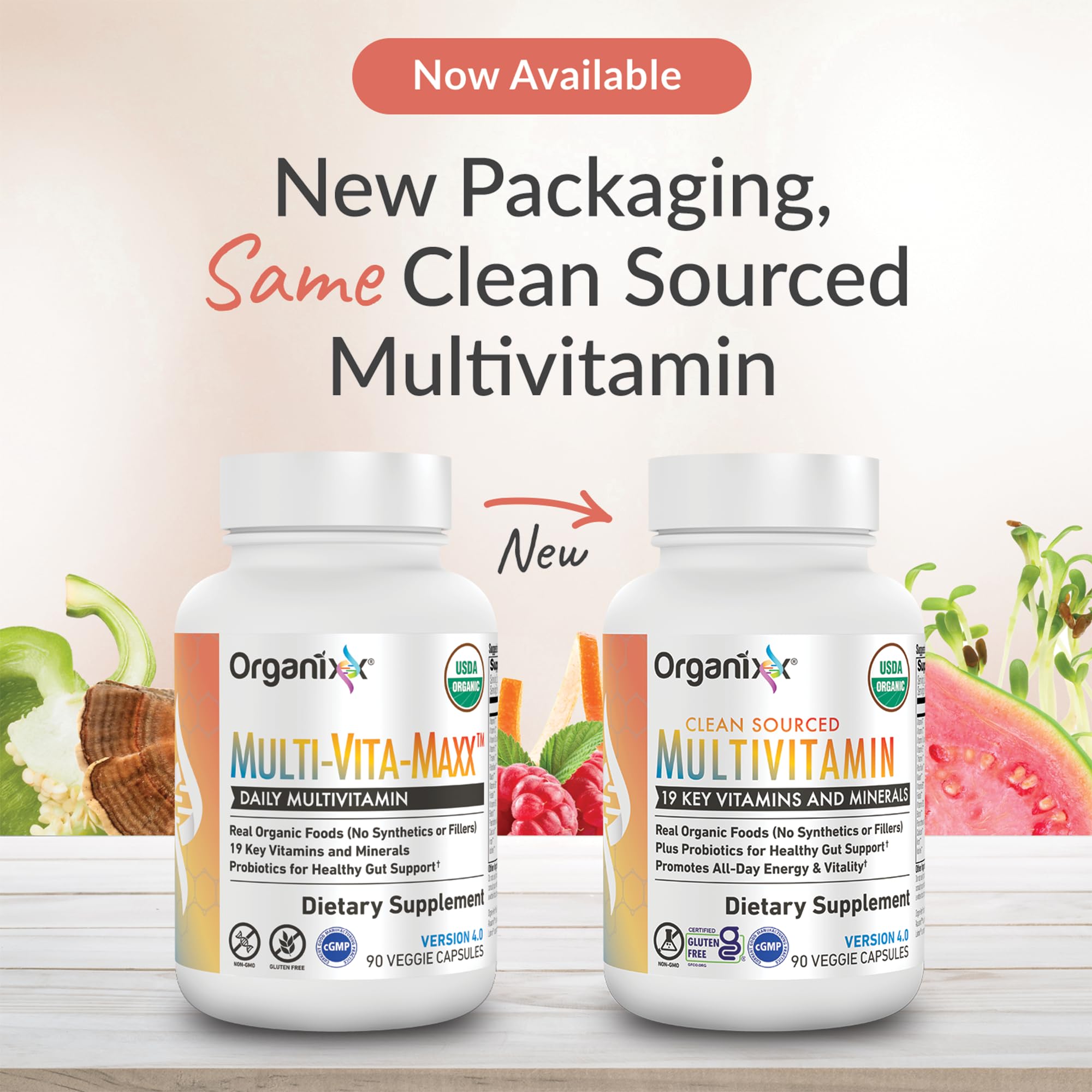 Organixx multivitamin cápsula blanda vegana detalle de textura y facilidad de deglución