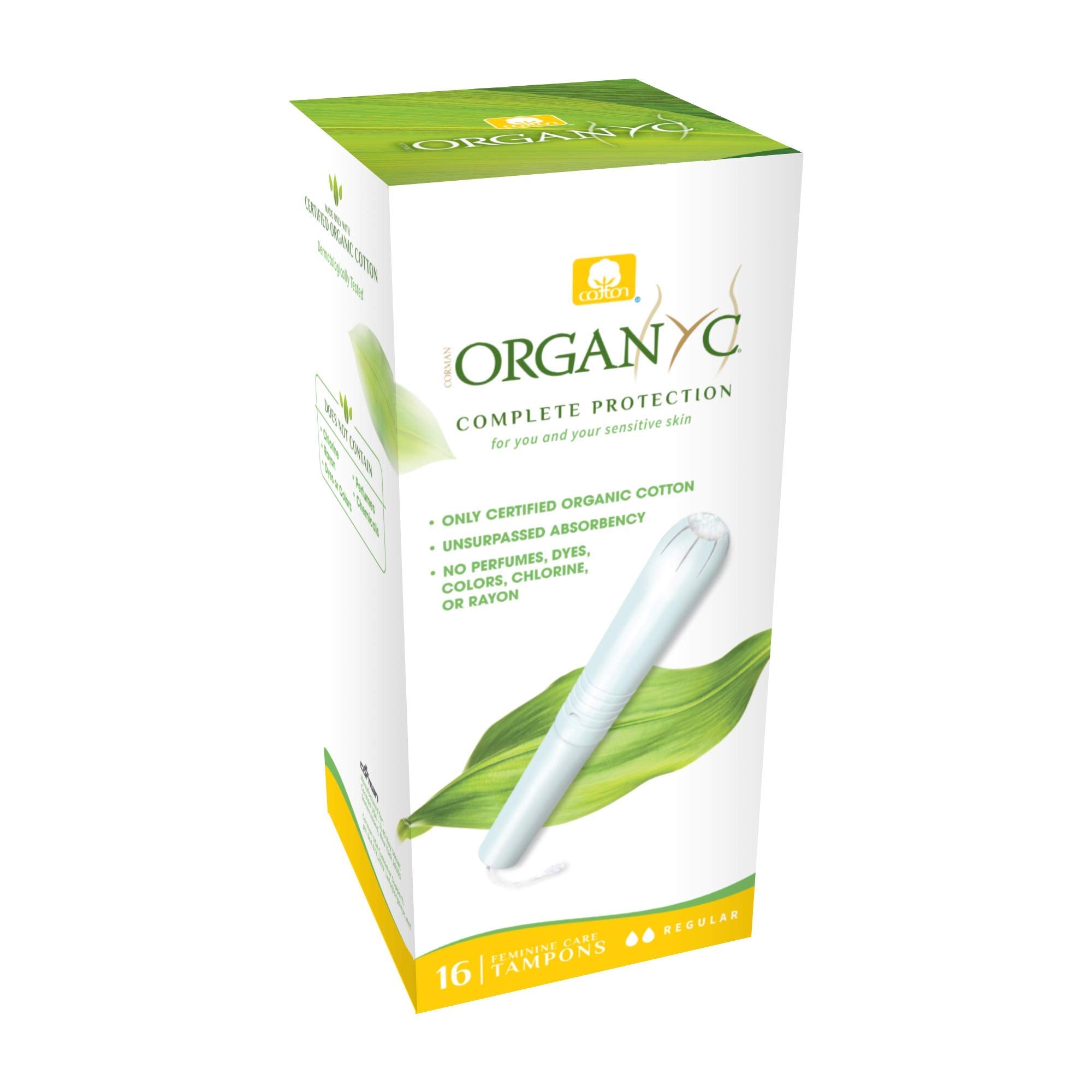 Organyc aplicador de cartón en primer plano, fácil inserción y biodegradable