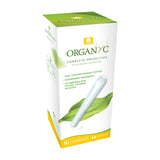 Organyc aplicador de cartón en primer plano, fácil inserción y biodegradable