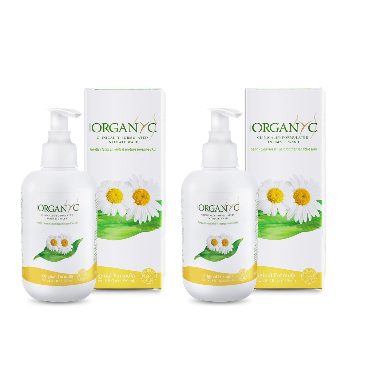 Organyc frente del envase mostrando diseño y volumen, beneficio claridad de producto