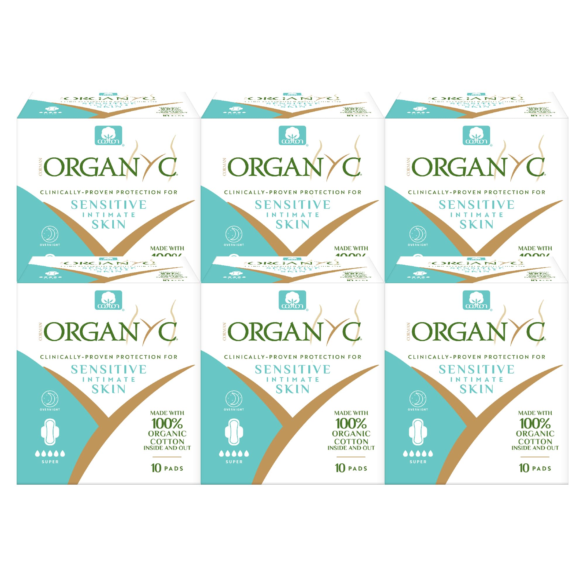 Organyc empaque frontal mostrando diseño y paquete compacto, protección nocturna