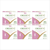 Organyc empaque frontal con 144 protectores que muestran marca y beneficio natural