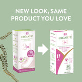 Organyc protector desplegado mostrando forma regular y superficie absorbente