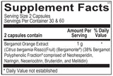Ortho Bergamot BPF cápsula en primer plano con textura visible, facilita toma diaria