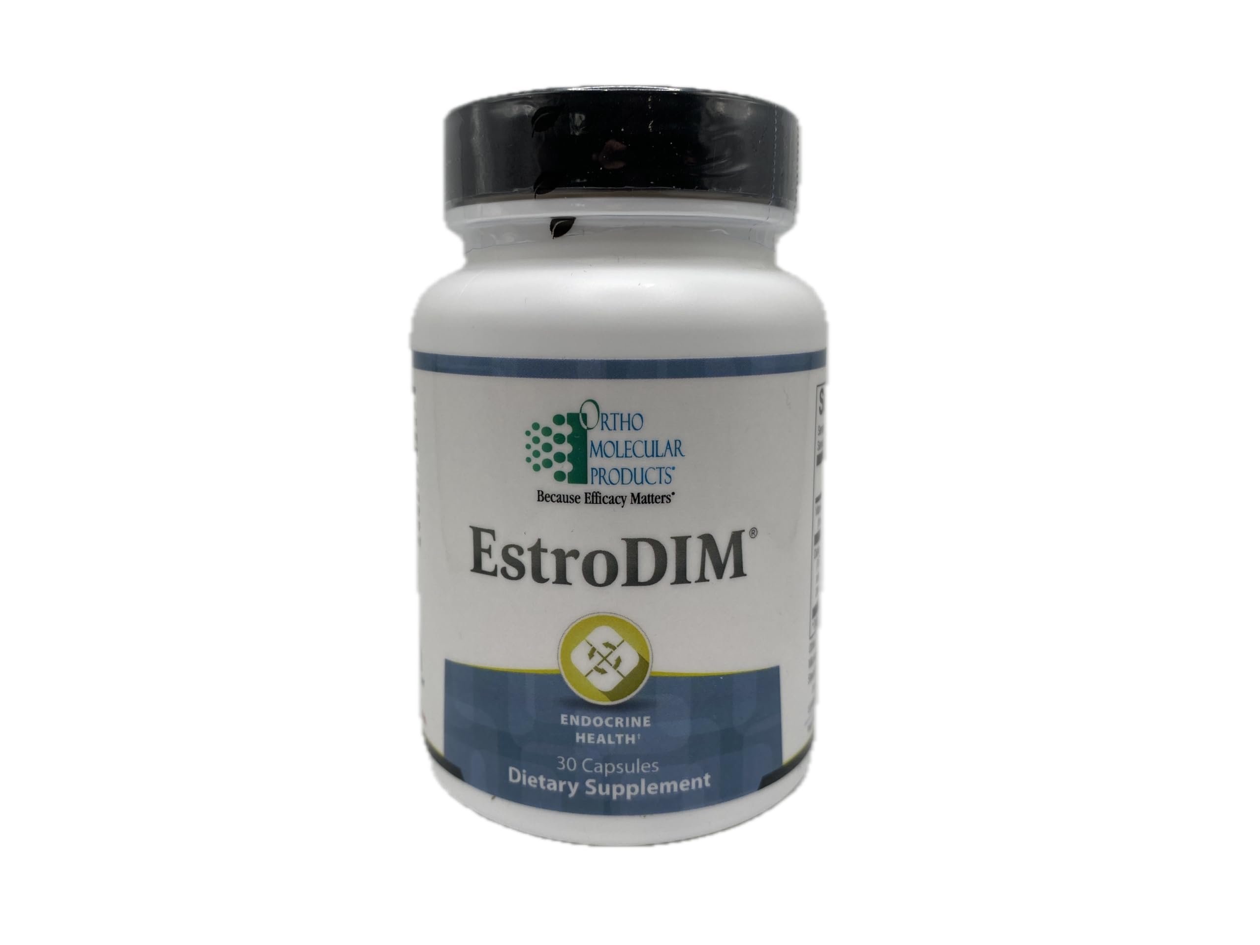 Ortho Molecular EstroDIM envase frontal mostrando la marca y beneficios clave