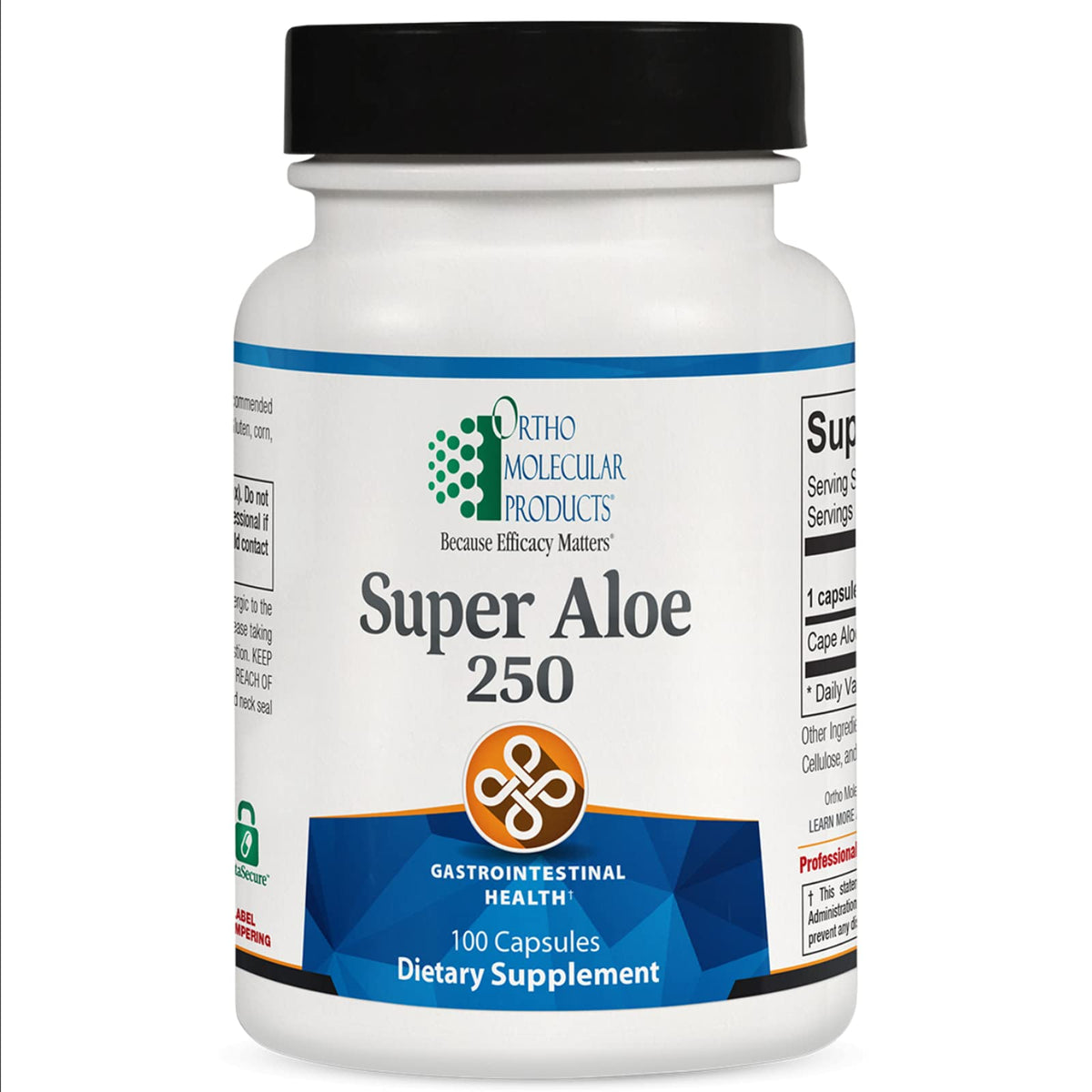 Ortho Molecular Super Aloe 250 frente del envase mostrando etiqueta y beneficio natural
