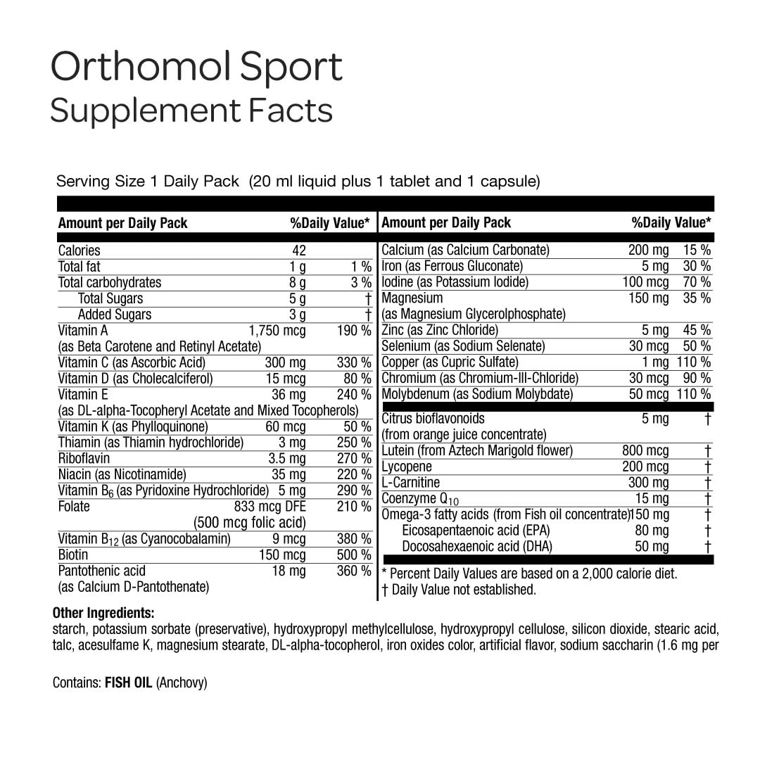 Detalle del contenido en polvo Orthomol Sport, aspecto fino y fácil disolución